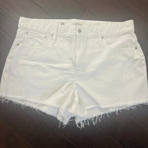 J. Crew White Jean Relaxed fit distressed shorts Women's sz 35 neutral casual